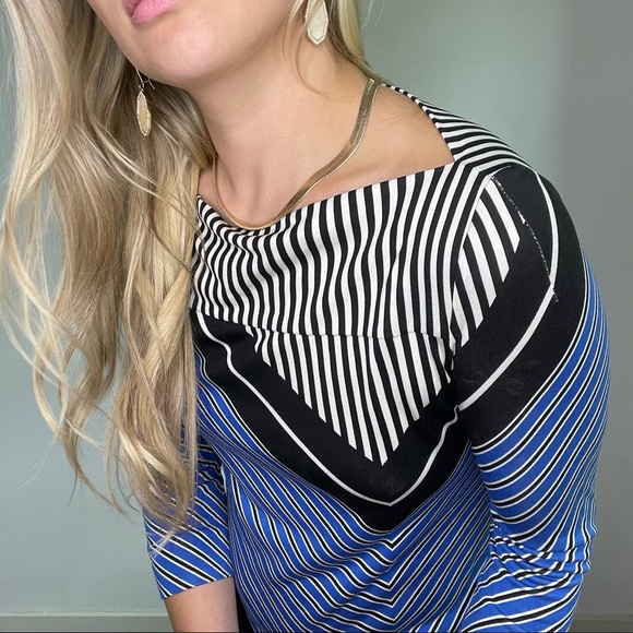 Diane Von Furstenburg Blue, Black, White Dress - Picture 11 of 12